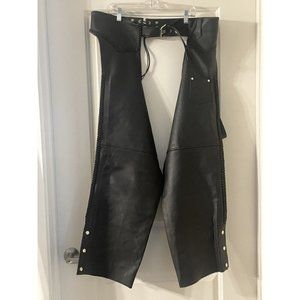Men’s 3XL Leather Motorcycle Braided Chaps Himalaya Motor Bike Wear Lined Harley